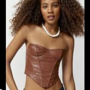 Out From Under Urban Outfitters Osanna Faux Brown Leather Bustier New NWT Sz M